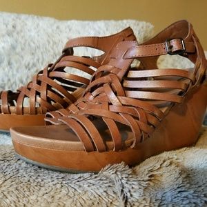 Tan Dr. Scholl's Wedge Sandals